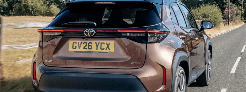 A view of the rear of the Toyota Yaris Cross.