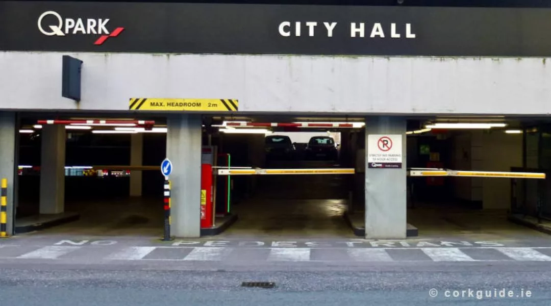 A photo of the entrance to Q Park City Hall car park in Cork.