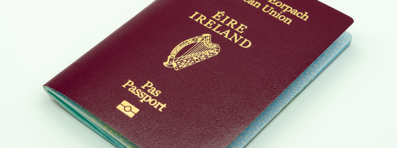 An Irish passport close up.