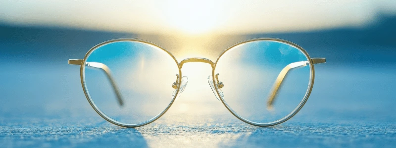 Glasses with sunlight shining through, symbolising focus.