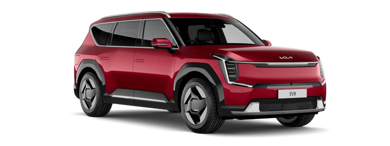 A red Kia EV9 against a white background.