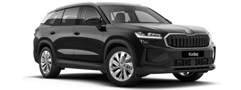 A black Skoda Kodiaq against a white background.