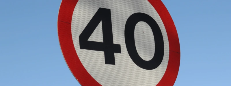A close up of a 40 speed sign.