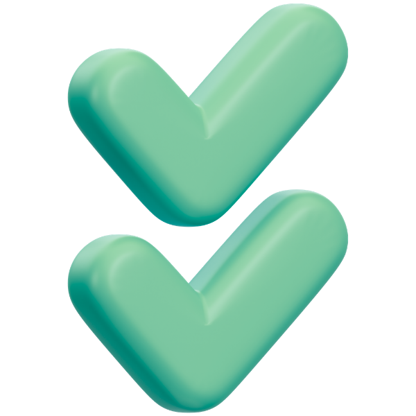 Two green ticks, one on top of the other.