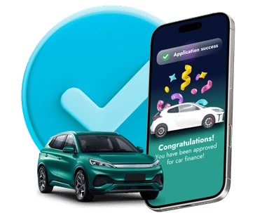 A white SUV in front of a circle buzz.