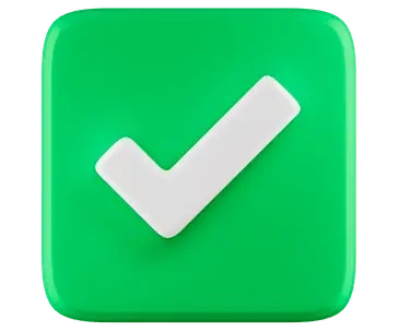 A green tick icon against an empty background.