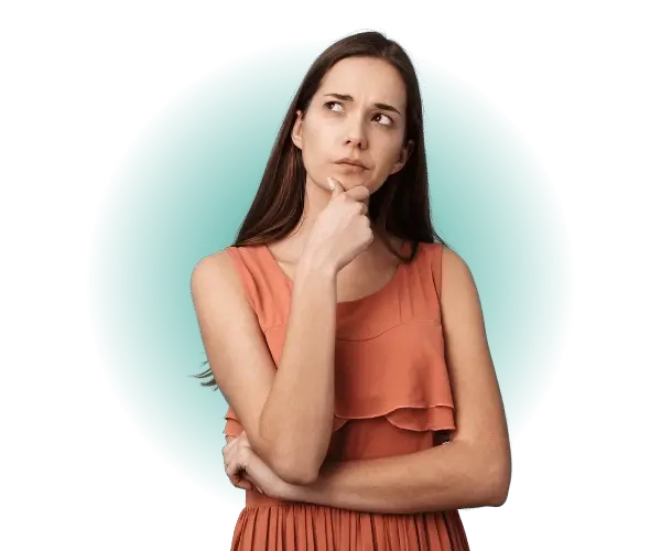 A person looking to one side and thinking.