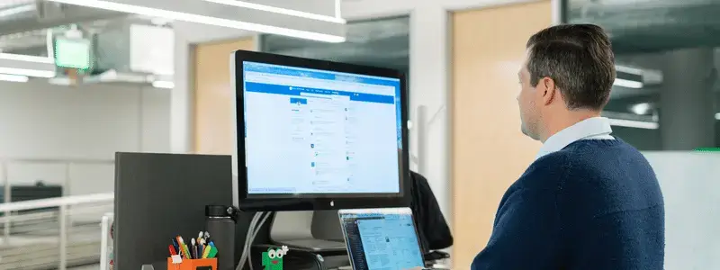 A person working at their desktop on LinkedIn.