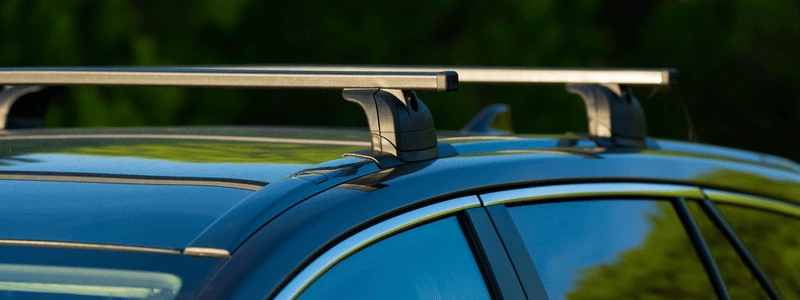 A close up of a roof rack on a car.