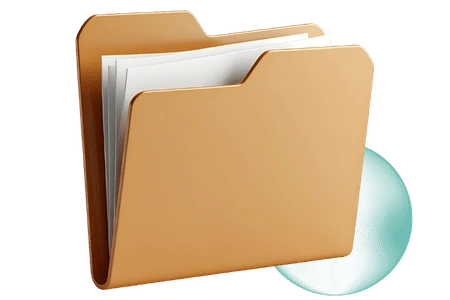 A document folder with a bubble to the bottom right.