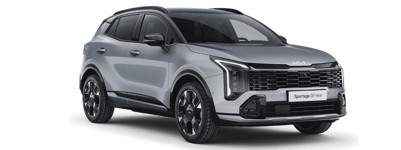 A grey Kia Sportage side on.